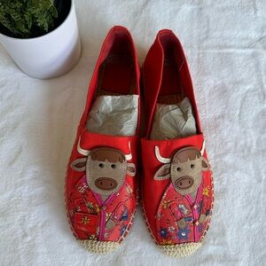 RARE Tory Burch LNY OX Espadarille Espadrille Recycled Canvas Calf Leather 8 New